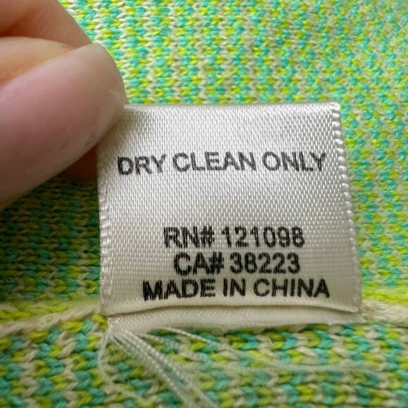 Gypsy 05 Global Village Green Cream Long Sleeve Open Fringe Cardigan Sweater S - Picture 8 of 9